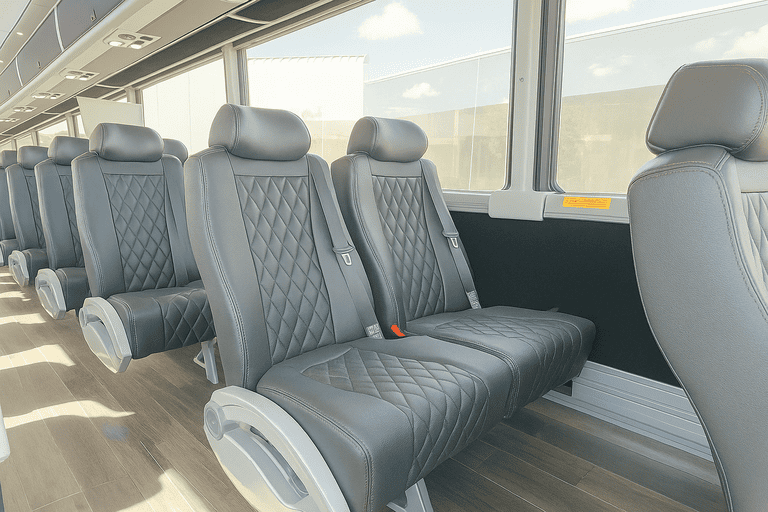 interior of Mountain View Shuttle Bus Rentals charter bus